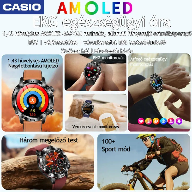 CASIO AI ORVOSI DIAGNOSZTIKÁS OKOSÓRA - 2026🔥 ÚJ VÉRLIPIDEK, HÚGYSAV, VÉRGLUKOZ SZINT - EKG+PPG FITNESZKÖVETŐ