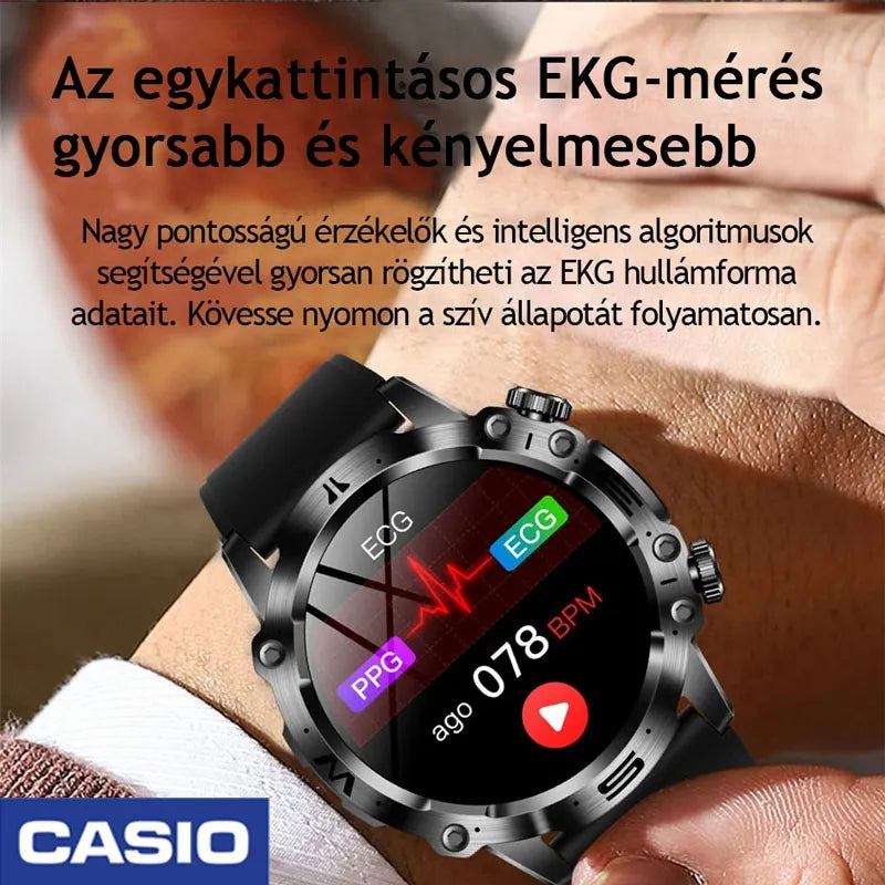 CASIO AI ORVOSI DIAGNOSZTIKÁS OKOSÓRA - 2026🔥 ÚJ VÉRLIPIDEK, HÚGYSAV, VÉRGLUKOZ SZINT - EKG+PPG FITNESZKÖVETŐ