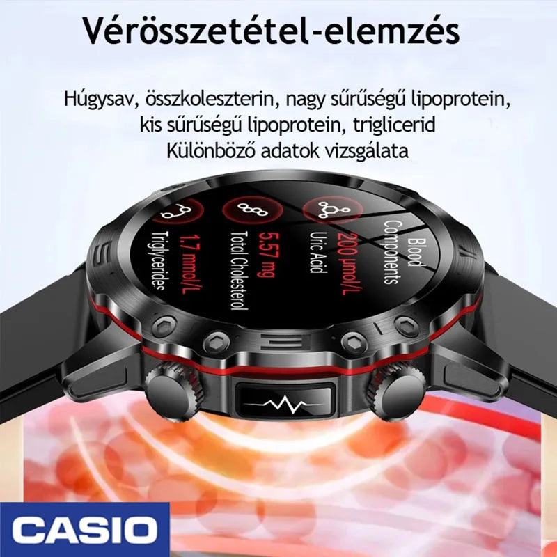 CASIO AI ORVOSI DIAGNOSZTIKÁS OKOSÓRA - 2026🔥 ÚJ VÉRLIPIDEK, HÚGYSAV, VÉRGLUKOZ SZINT - EKG+PPG FITNESZKÖVETŐ